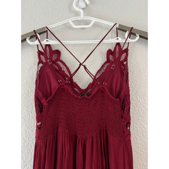 BSXIJI Medium Burgundy Lace Babydoll Tunic Top Boho High Low Hem EUC - Picture 6 of 7
